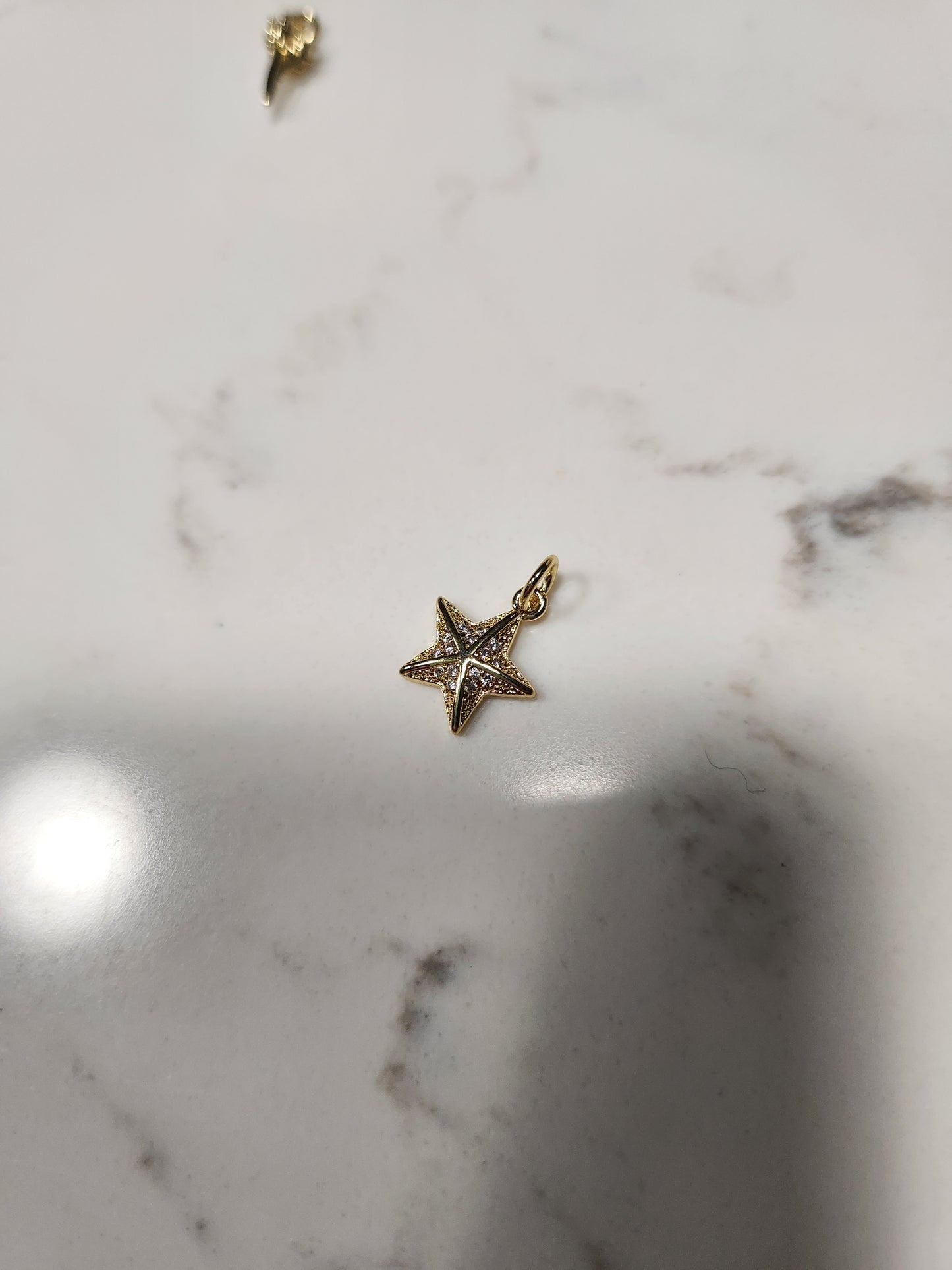 Golden Pave Starfish Charm Small/Tiny