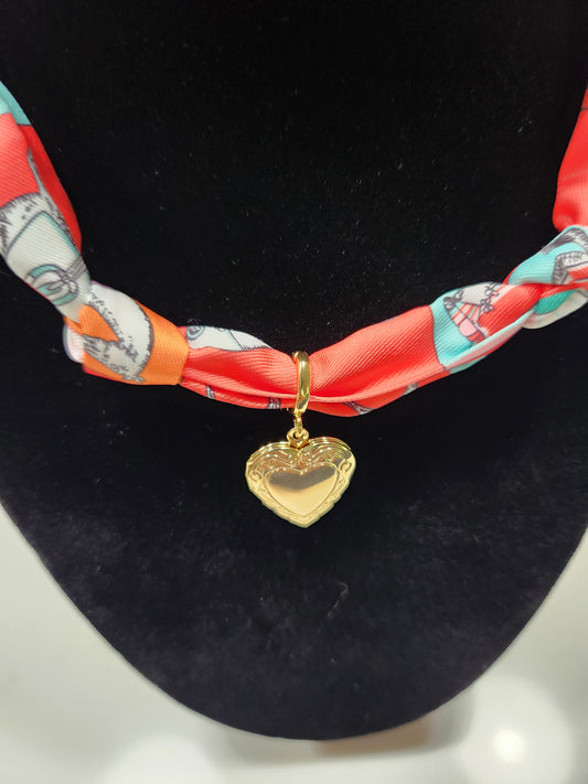 J- Deep South Originals Scarf Necklace with Heart Locket