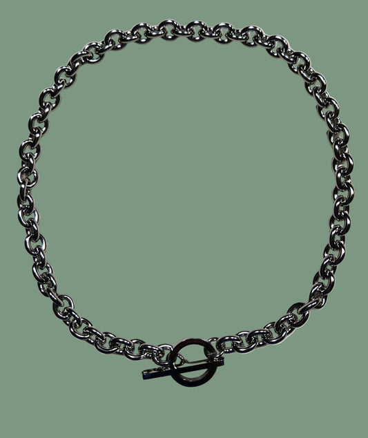 Large Link Toggle Ring Chain Necklace in Stainless Steel