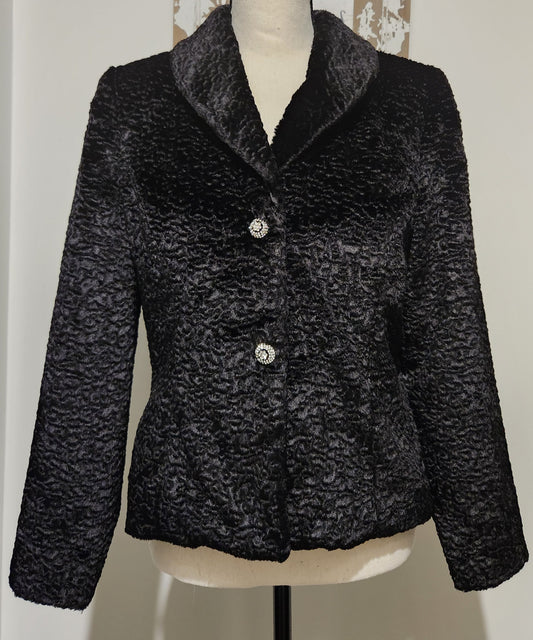 VJKT-Elegant Parisian Black Textured Women's Jacket  8 Petite