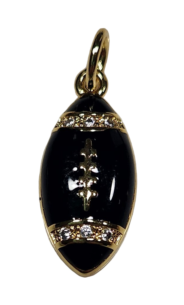 Game Day Football Charm Black