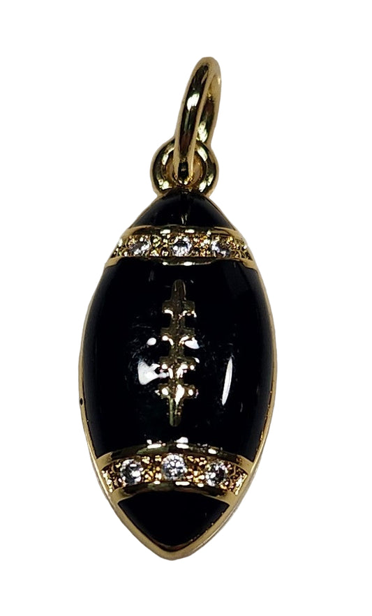 Game Day Football Charm Black