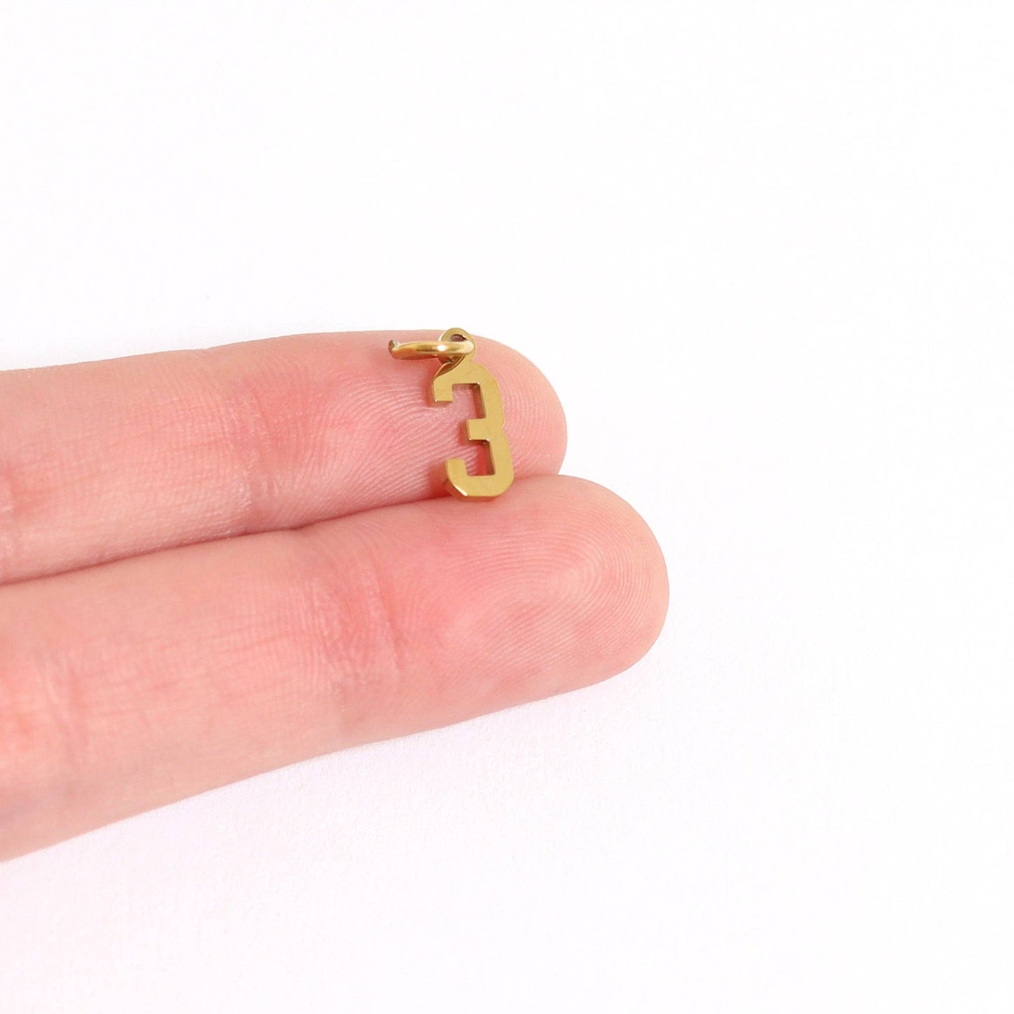 Number 18K Gold PVD Stainless Steel Small Charm