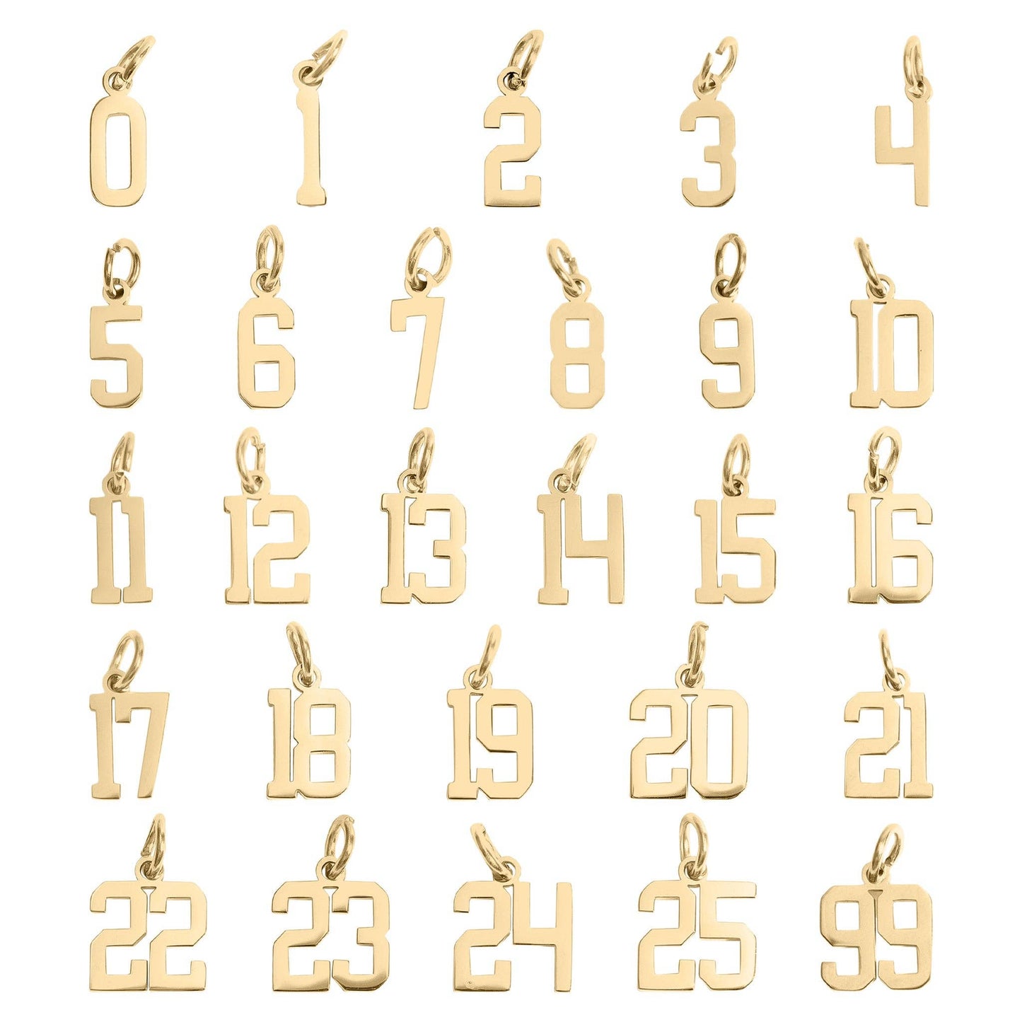Number 18K Gold PVD Stainless Steel Small Charm