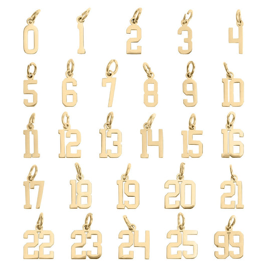 Number 18K Gold PVD Stainless Steel Small Charm