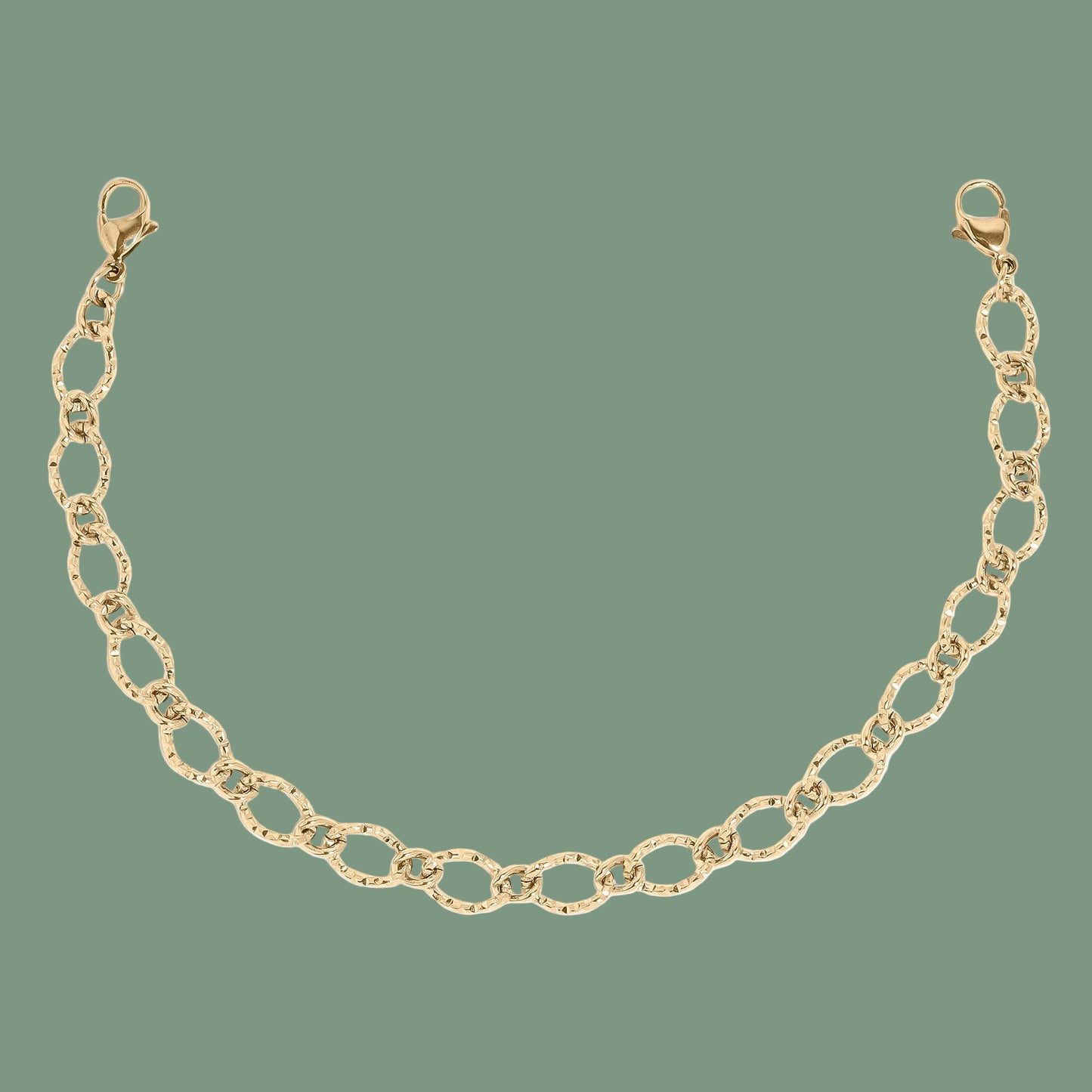 Trucker Hat Chain: Hammered Oval Chain 18K Gold over Stainless Steel