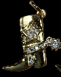 Cowboy Boot Charm  Gold Plated and Rhinestone