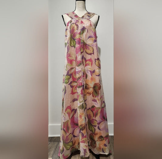RD- Holly's Resale Ciebon Chaka Floral Sequined Sleeveless Maxi Dress Sz L