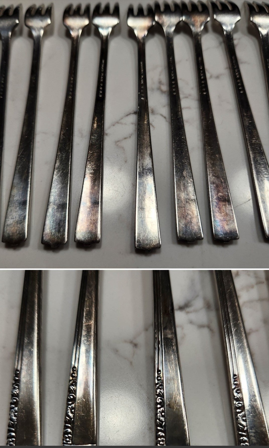 VCF- Estate Find Caprice Oneida Elegant Silver Plated Cocktail Fork Set 9pcs