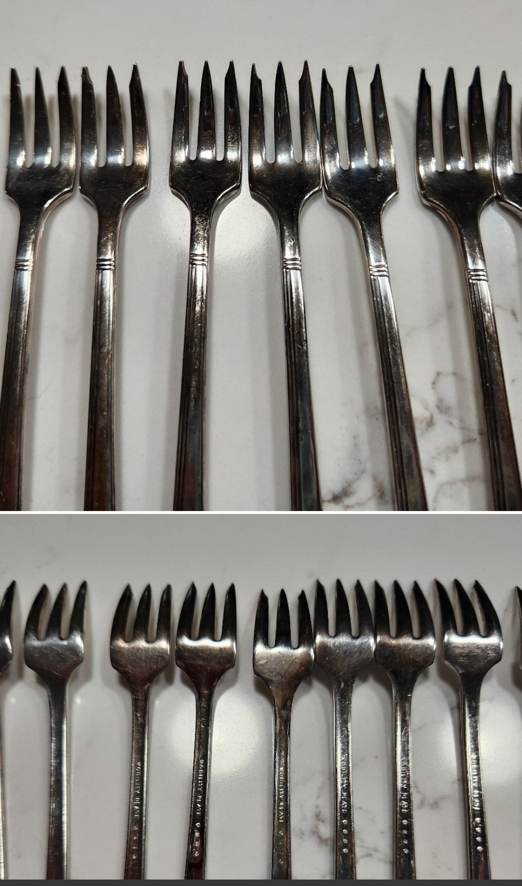 VCF- Estate Find Caprice Oneida Elegant Silver Plated Cocktail Fork Set 9pcs