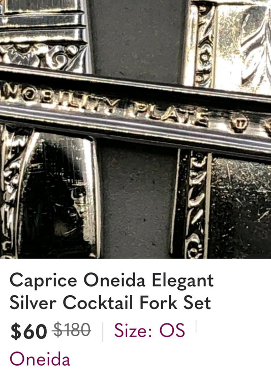 VCF- Estate Find Caprice Oneida Elegant Silver Plated Cocktail Fork Set 9pcs