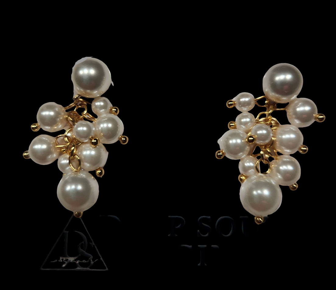 J- Bianca Pearl Drop Cluster Earrings