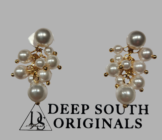 J- Bianca Pearl Drop Cluster Earrings