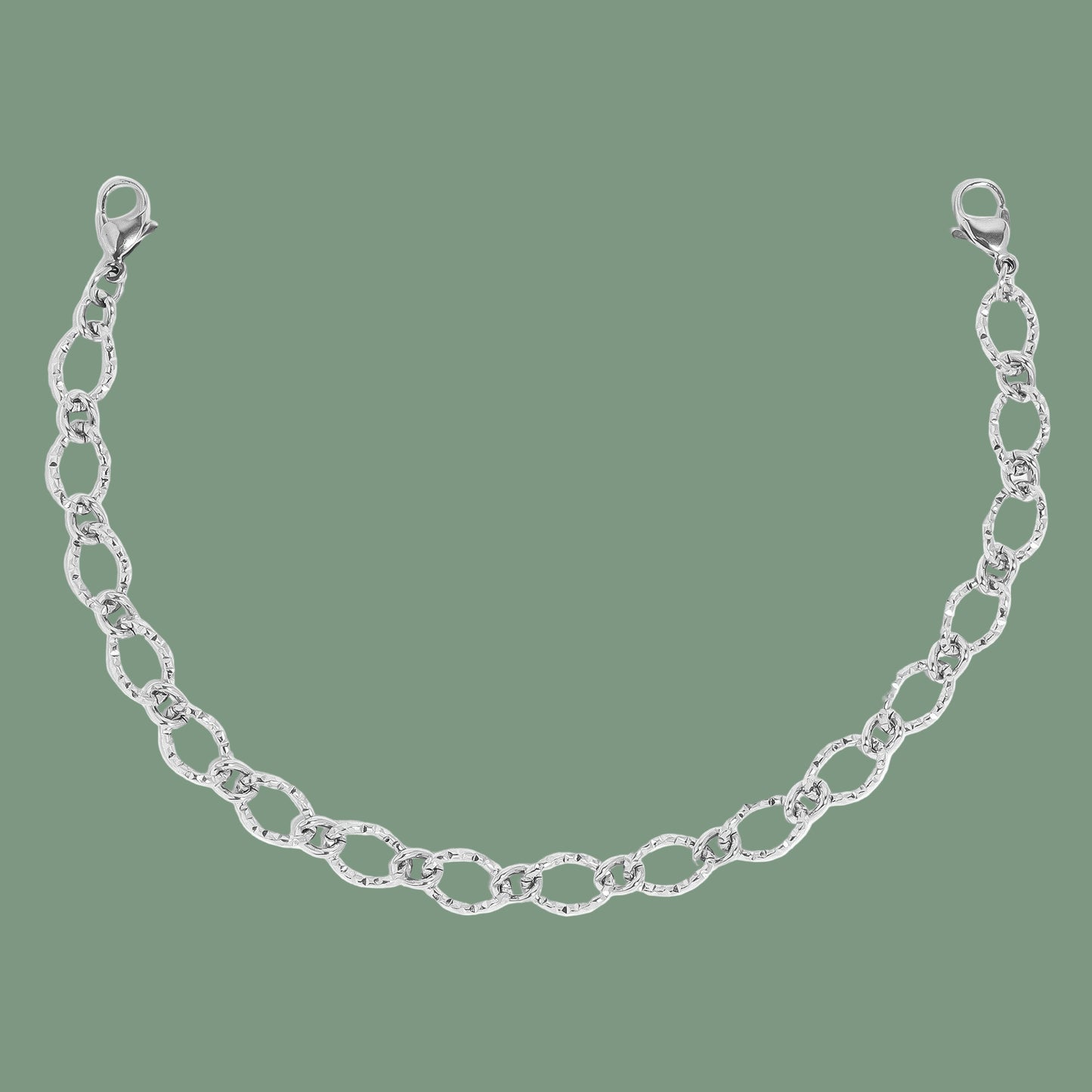 Hammered Oval Trucker Hat Chain in Stainless Steel
