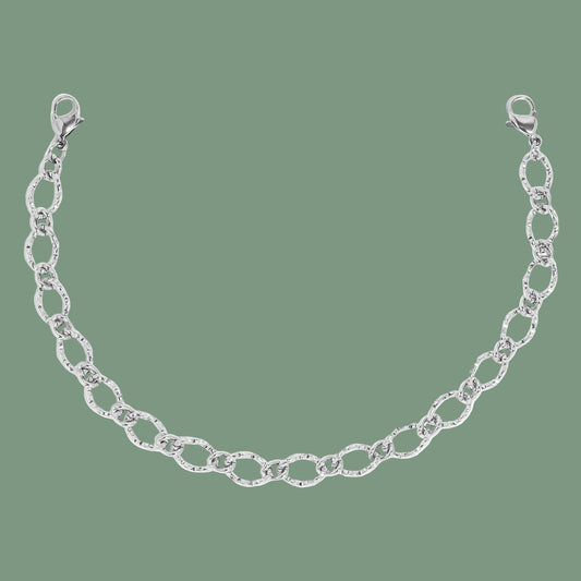 Hammered Oval Trucker Hat Chain in Stainless Steel