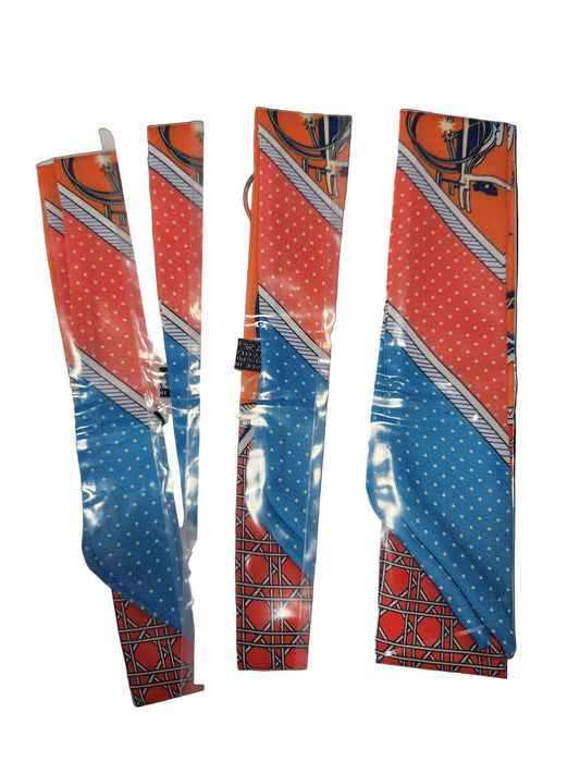 Orange Blue and a touch of Cream Skinny Scarf