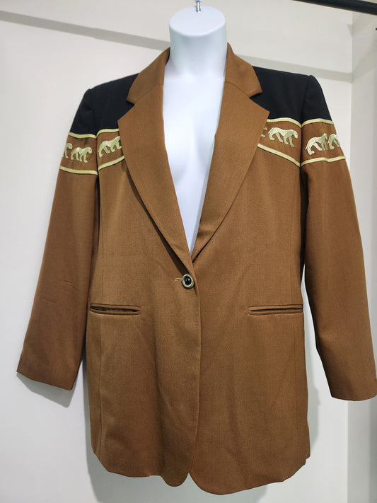 VJKT-Vintage Bloomingdales Jaquar Silk Outer Jacket Size 12